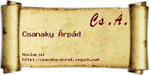 Csanaky Árpád névjegykártya